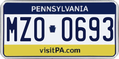 PA license plate MZO0693