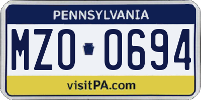 PA license plate MZO0694