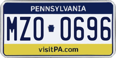 PA license plate MZO0696