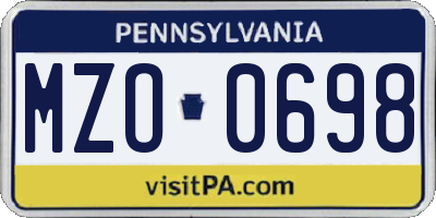 PA license plate MZO0698