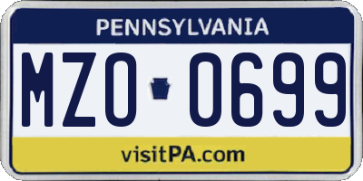 PA license plate MZO0699