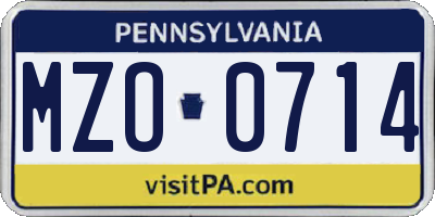 PA license plate MZO0714