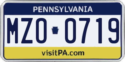 PA license plate MZO0719