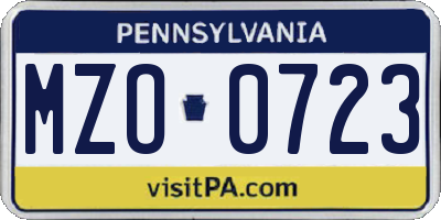 PA license plate MZO0723