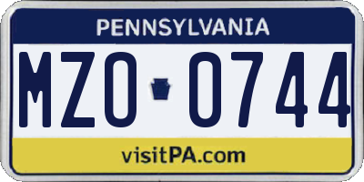 PA license plate MZO0744