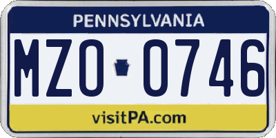 PA license plate MZO0746