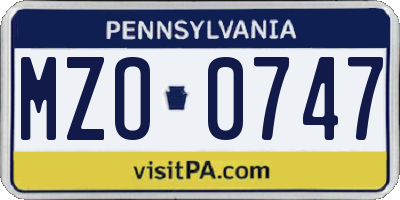 PA license plate MZO0747