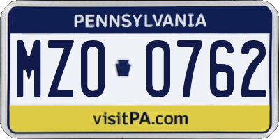 PA license plate MZO0762