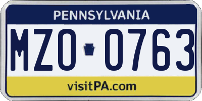 PA license plate MZO0763