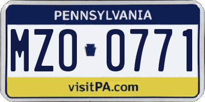 PA license plate MZO0771