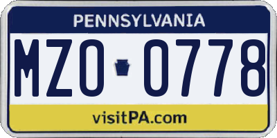 PA license plate MZO0778