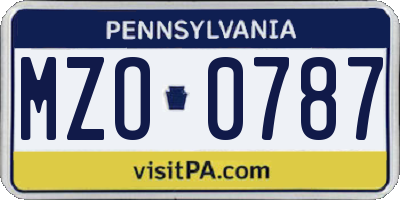 PA license plate MZO0787