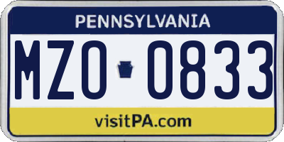 PA license plate MZO0833