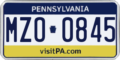 PA license plate MZO0845