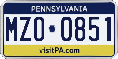 PA license plate MZO0851
