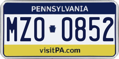 PA license plate MZO0852