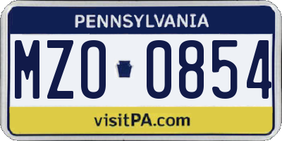 PA license plate MZO0854