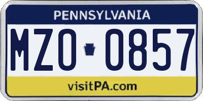 PA license plate MZO0857