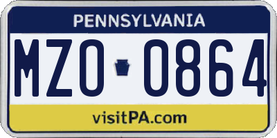 PA license plate MZO0864