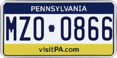 PA license plate MZO0866