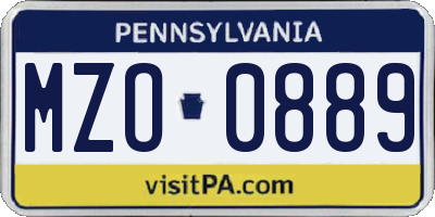 PA license plate MZO0889