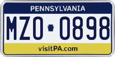 PA license plate MZO0898