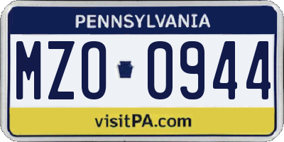 PA license plate MZO0944