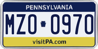 PA license plate MZO0970