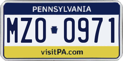 PA license plate MZO0971