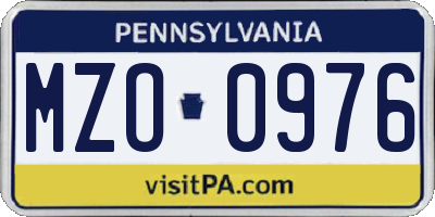 PA license plate MZO0976