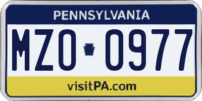 PA license plate MZO0977