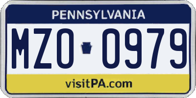 PA license plate MZO0979