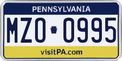 PA license plate MZO0995
