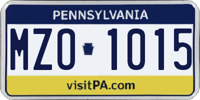 PA license plate MZO1015
