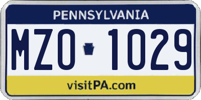 PA license plate MZO1029