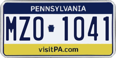 PA license plate MZO1041