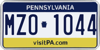 PA license plate MZO1044
