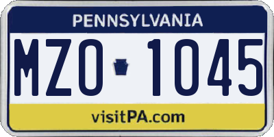 PA license plate MZO1045