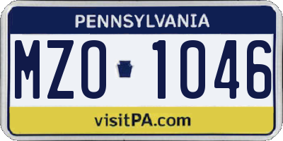 PA license plate MZO1046
