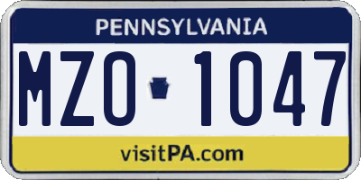 PA license plate MZO1047