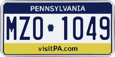 PA license plate MZO1049