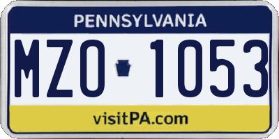 PA license plate MZO1053