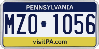 PA license plate MZO1056