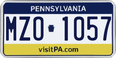 PA license plate MZO1057