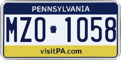 PA license plate MZO1058
