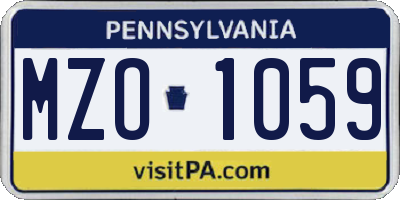 PA license plate MZO1059