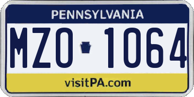 PA license plate MZO1064