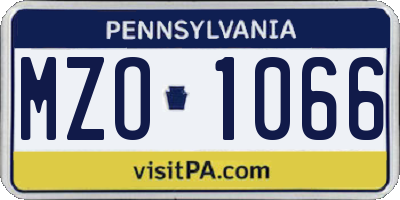 PA license plate MZO1066