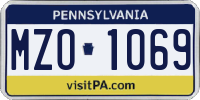 PA license plate MZO1069