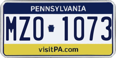 PA license plate MZO1073